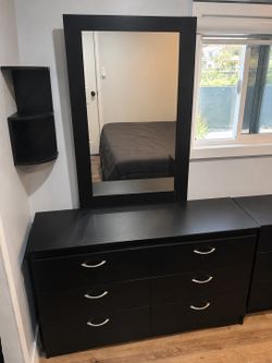 Black 6-Drawer Dresser with Mirror - $250 OBO