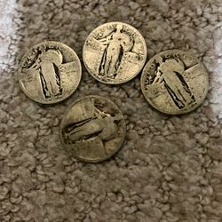 4x Standing Liberty Quarters - 90% Silver