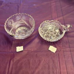 Cut Glass Bowl And Candy Dish