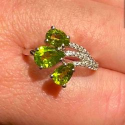 Peridot Ring 925 Sz 6.5