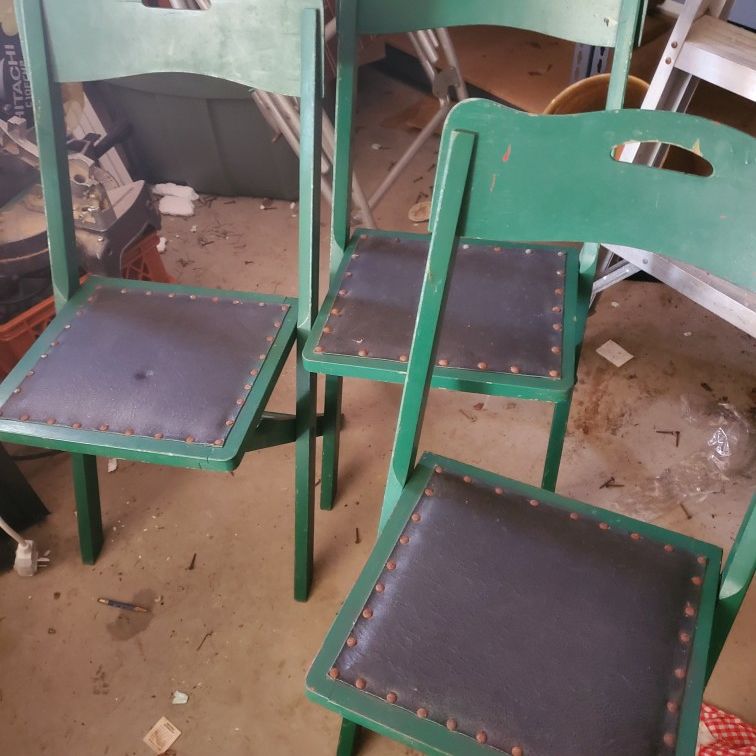 3 Vintage Folding Chairs.
