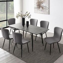 New 7 PC Dinning Set With Table And 6 Chairs On Sale Now Don't Miss
