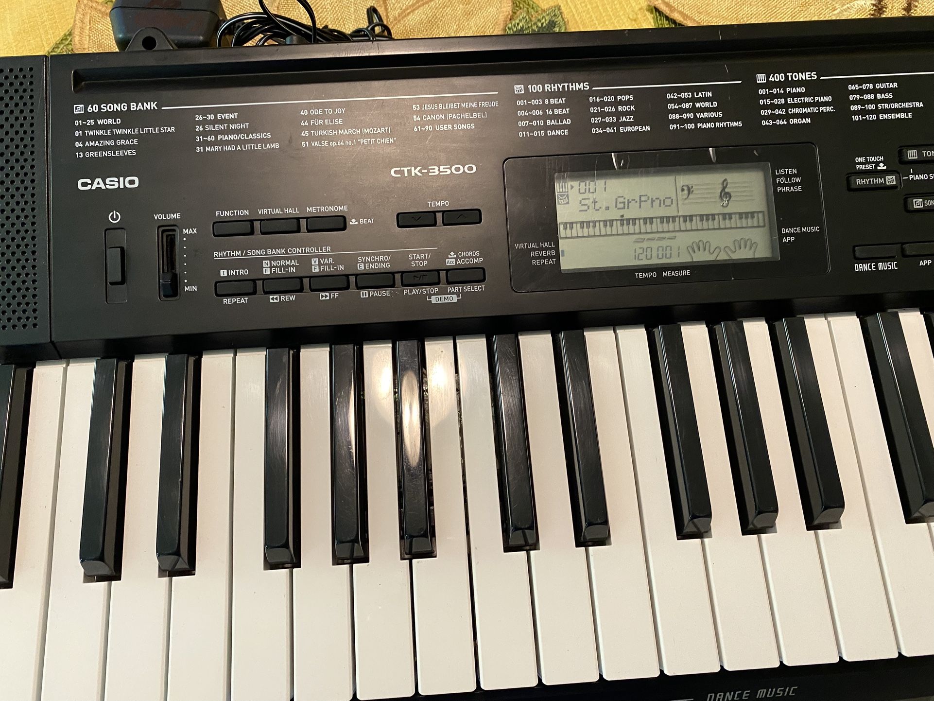 CASIO CTK-3500 61-KEY PIANO~SYNTHESIZER/EXCELLENT W/POWER-SUPPLY…