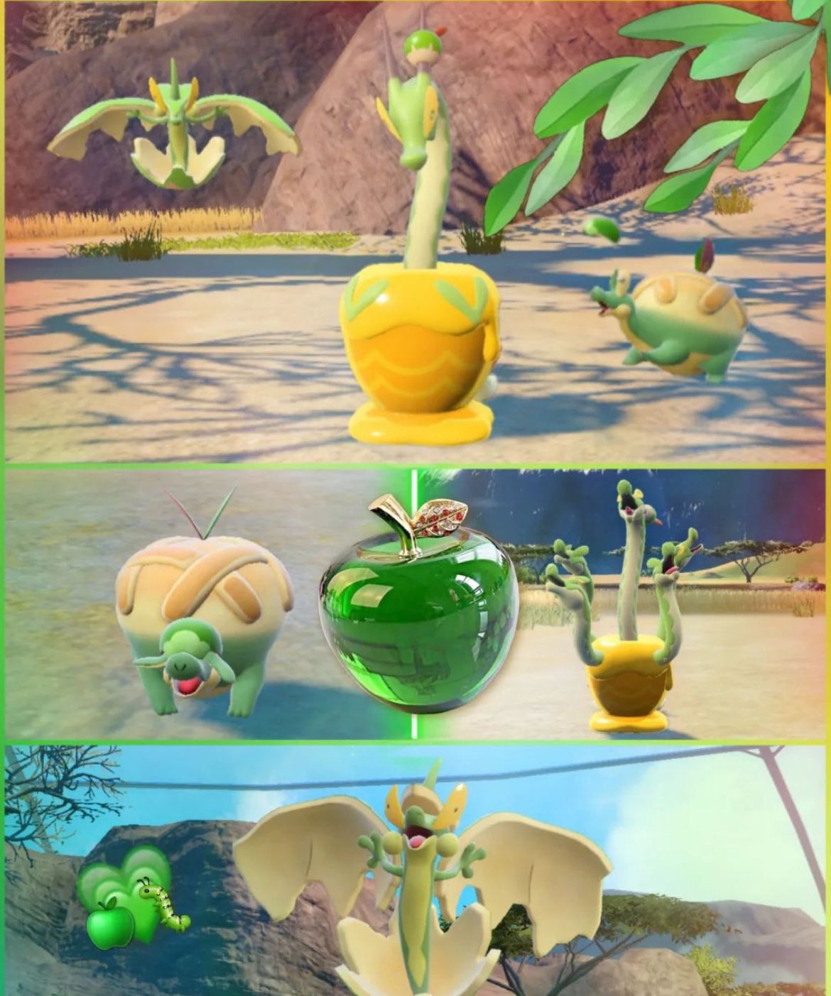 Shiny Apple Pokemon Trio