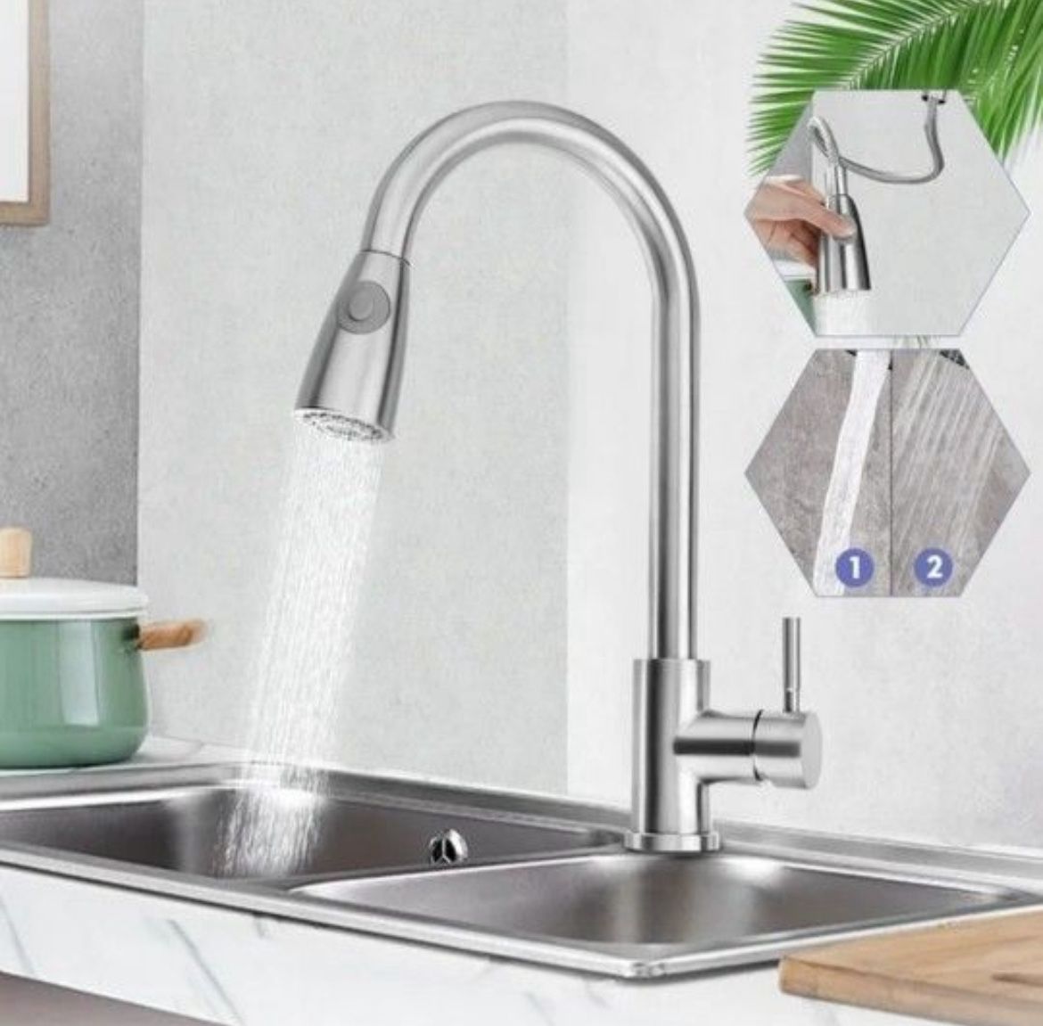 Stainless Steel Brushed Nickel 15.75 in Single Handle Kitchen Faucet
