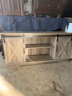 Farmhouse TV Stand with Sliding Barn Doors