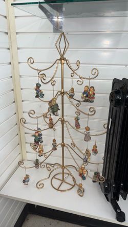 Vintage Gold Christmas Tree With Mini Figures