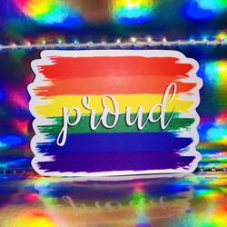 US SELLER Matte Proud Flag Ally Rainbow LGBT Sticker Pride Gay Rectangle
