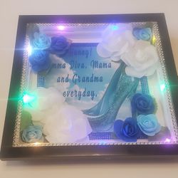 Custom  Flower Shadow Box With Lights Great Mother's Day Gifts 