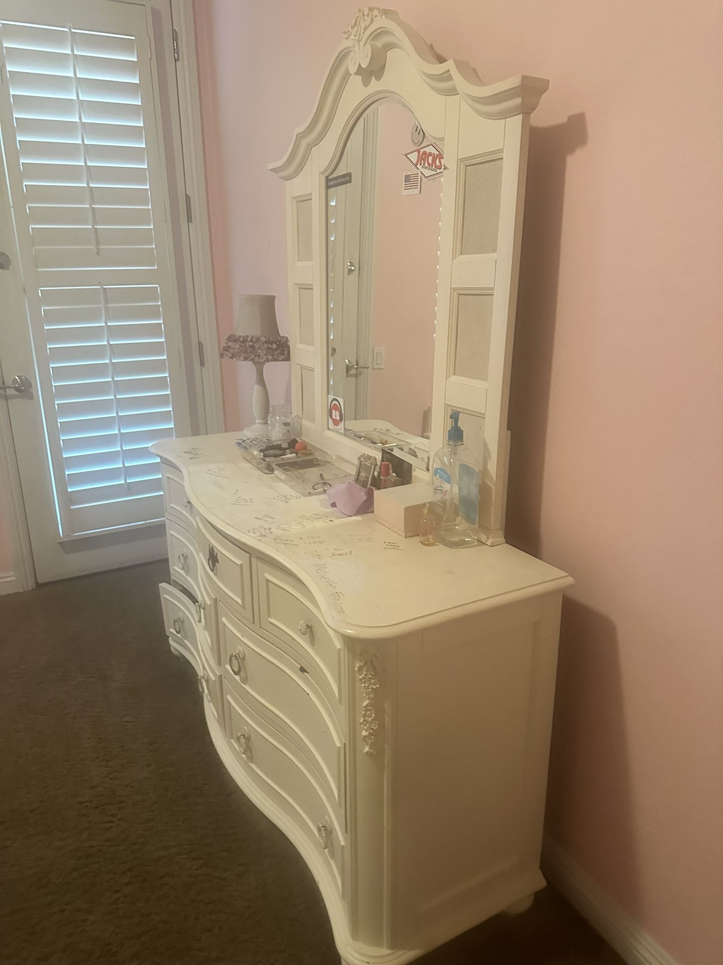 Girls White Dresser And Mirror 