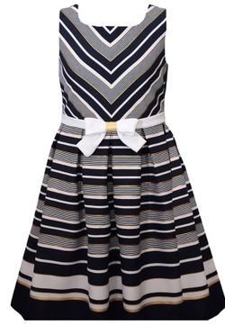 Brand New Girls Bonnie Jean Striped Dress Size 7.