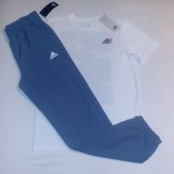 Adidas Boys Youth 2pc Jogger & Tee Set - Large 