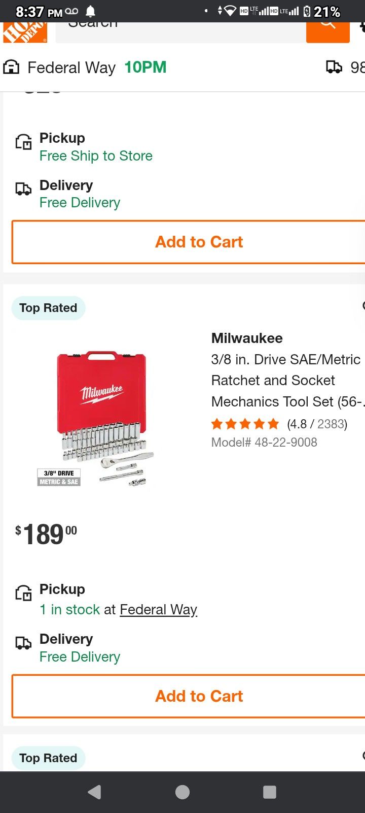 MILWUALKIE 3/8" SOCKET RATCHET SET (sae & Metric)