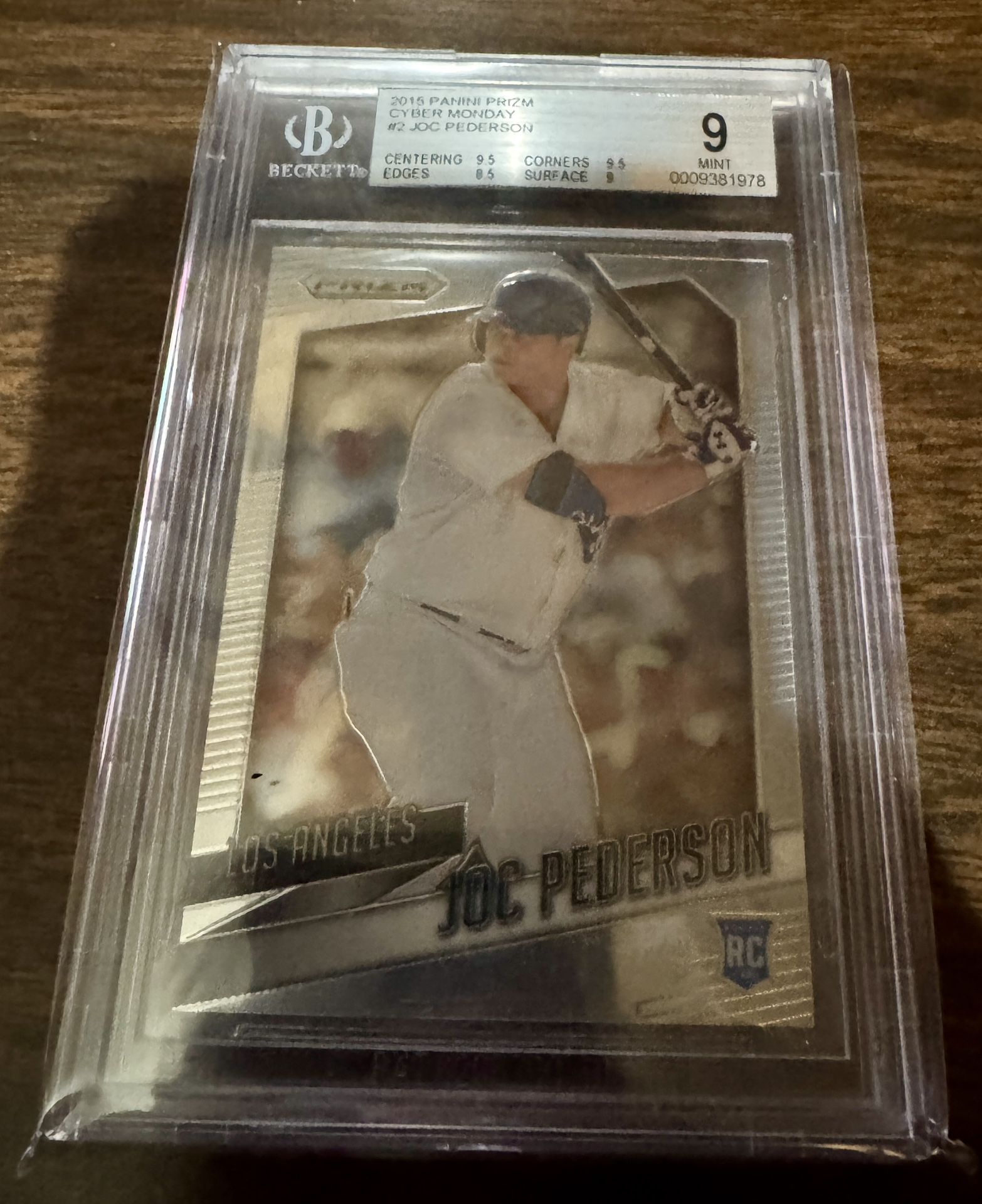 2015 Panini Prizm Cyber Monday Joc Pederson Rookie BGS 9