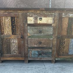 Aurora Handcrafted Rustic Buffet Tv Stand Cabinet Sideboard Credenza Entertainment Center Media Console Storage.