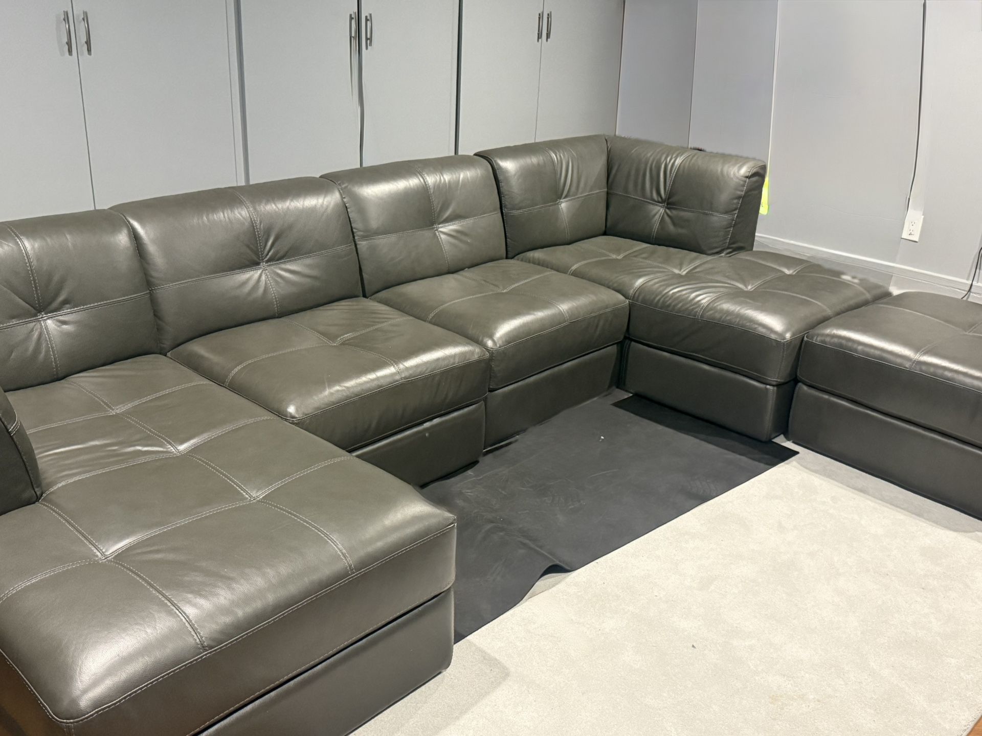 Gray leather couch sofa sectional From Macys Like Brand New 