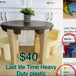 $40 Little Tikes Table with 2 Chairs  Set will last life time,Heavy duty plastic,in/outdoors