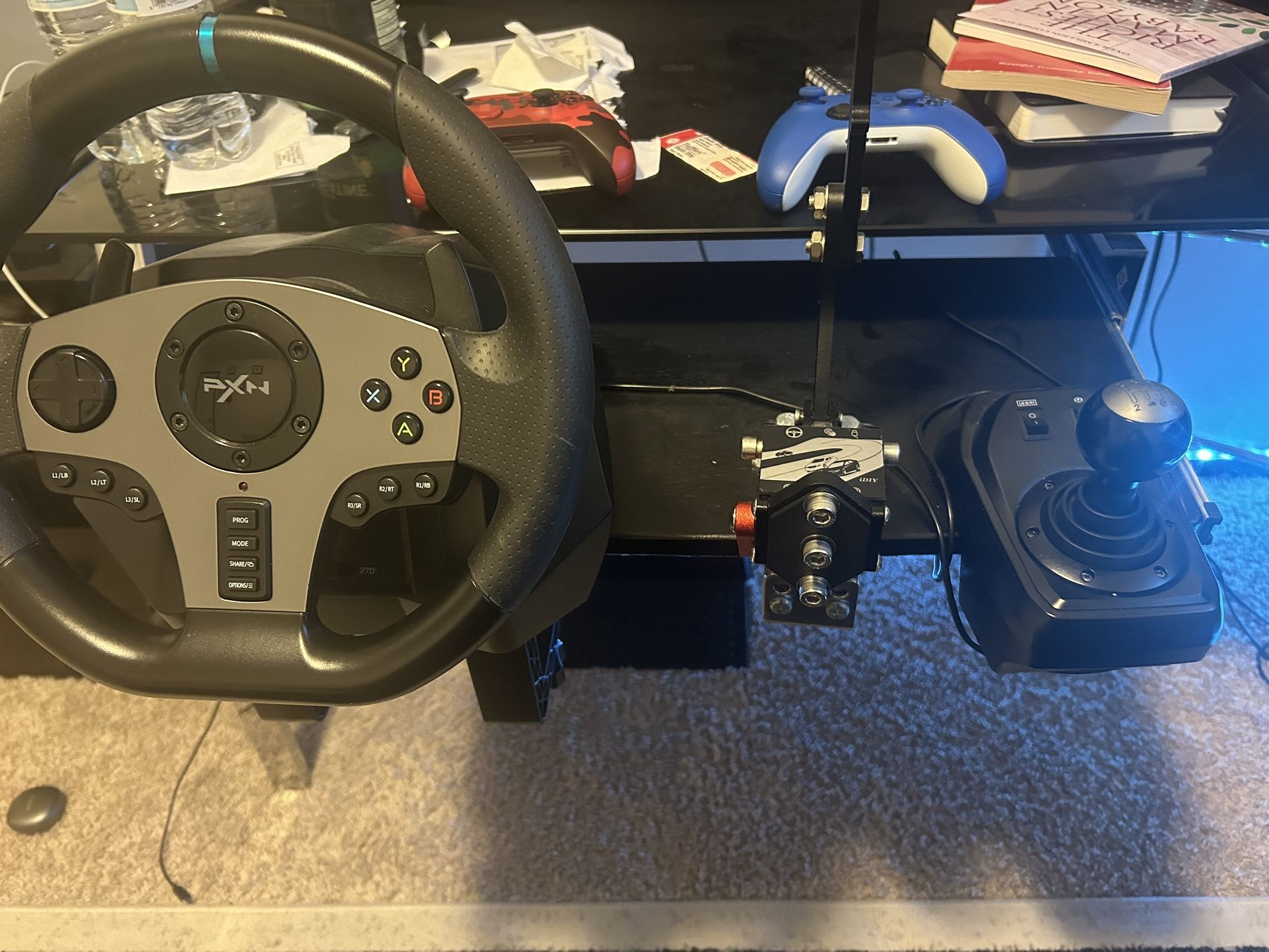Pxn V9 Car Sim Race Steering Wheel + Gear Shift + Pedal+ E Break Shift