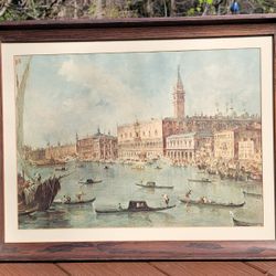 framed art print reproduction of the painting Venice: The Doge's Palace and the Molo by Francesco Guardi. 