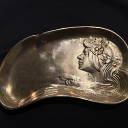 Antique Art Nouveau brass or bronze decorative tray,