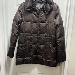 Dark Brown Long Puffer Jacket