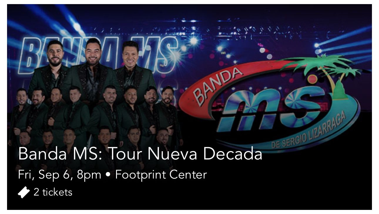 Banda MS Concert Tickets (suite Level W/ Food And Drinks)