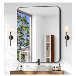 Black Metal Framed Mirror 30x36