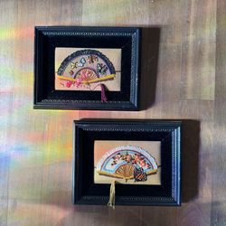 Cute needlepoint fan wall artwork