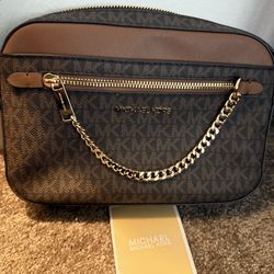 Michael Kors Women's Jet Set Signature PVC Crossbody Bag, Brown