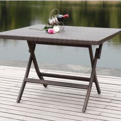 BRAND NEW IN BOX Outdoor Foldable Dining Table  Folding Rattan Furniture Outdoor Indoor Camping Garden Pool