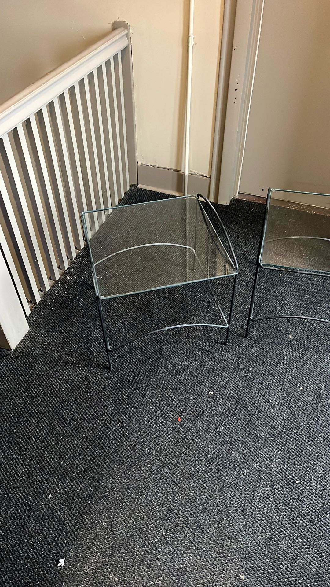 Glass Black End Tables Pair