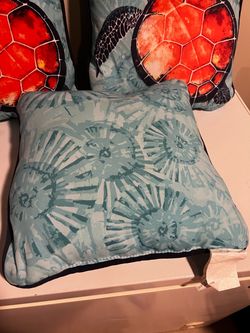 Teal Abstract Print Throw Pillow