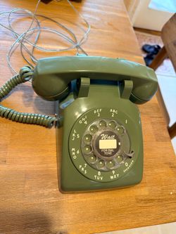 Rare Old Vintage Green Rotary Phone Telephone Tel & Tel Bell System Cord Desk