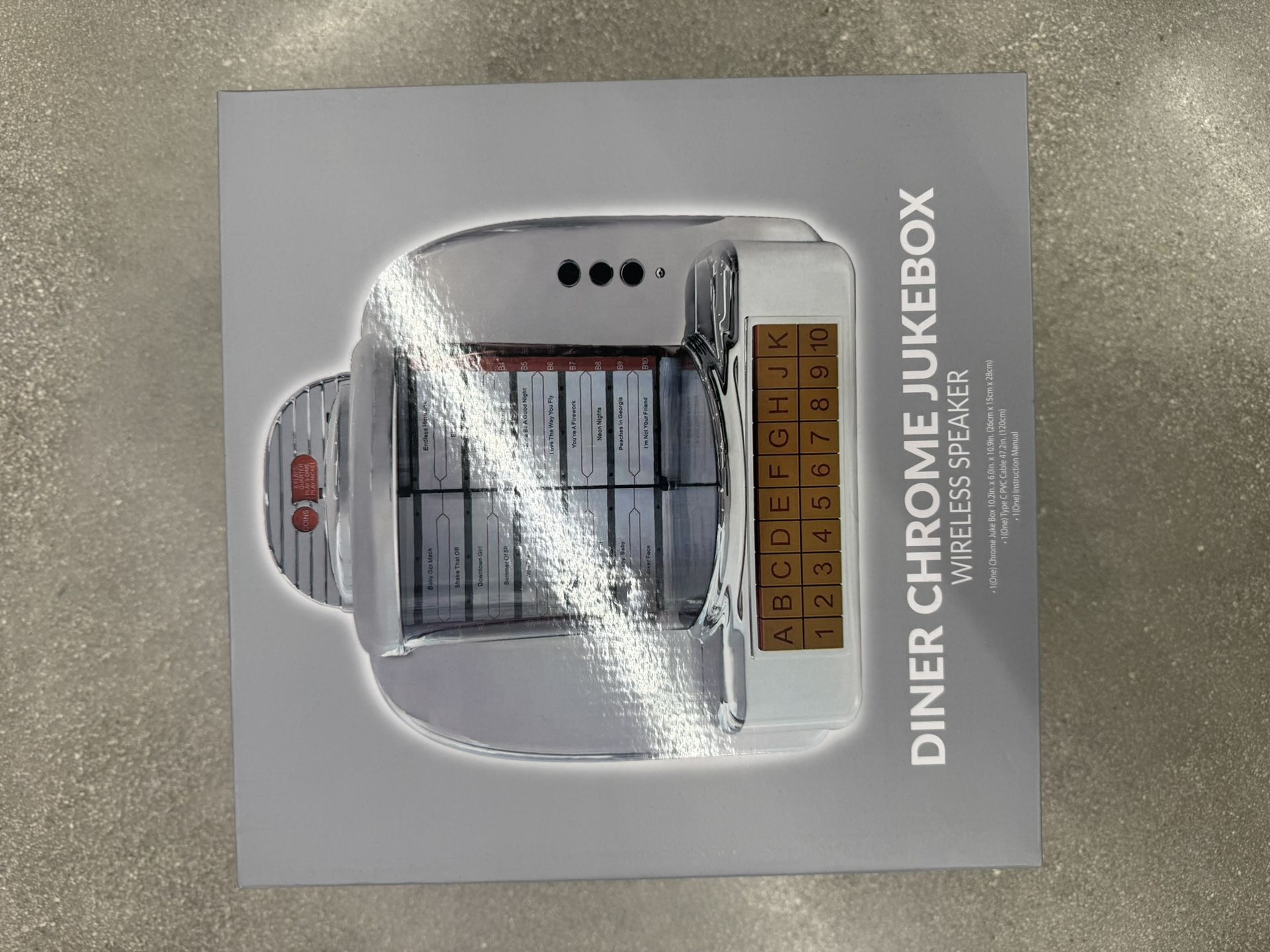 Diner Jukebox Tabletop Bluetooth Speaker Chrome Plated Retro Silver - NEW