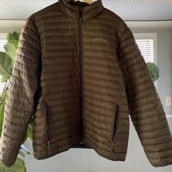 Eddie Bauer Men’s Down Puffer Jacket Size L Color Brown 