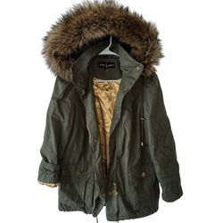 Baby Phat Faux Fur Hoody Coat Jacket OG Y2K Green Parka Small MINTcondition