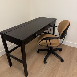 Bedroom Furniture, IKEA, dark brown/black desk and chair
