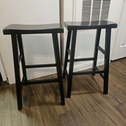 🪑 Black Wood Bar Stools (Set of 2)