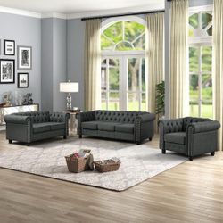 Linen Couches for Living Room Sets, Chair, Loveseat and Sofa 3-Pieces Top Gray Questions & Answers (1)