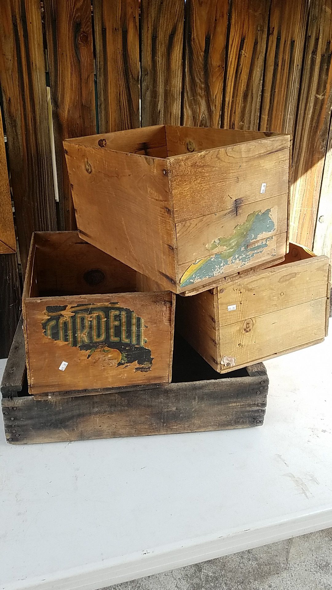 Antique wooden crates $20 for all four good used condition I'm located in Redlands