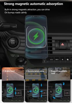 Cargador Inalámbrico de Carro Compatible Con IPhone y Samsung Negro
