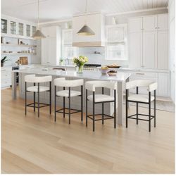 Leopold series Barstool set of 4  	•	Overall Size: 22.5"W x 19.3" D x 36.8"H 	•	Materials: 	•	Seat—Fabric or Faux Leather (find material in color choi