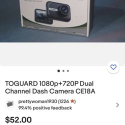 TOGUARD 1080p+720P Dual Channel Dash Camera CE18A