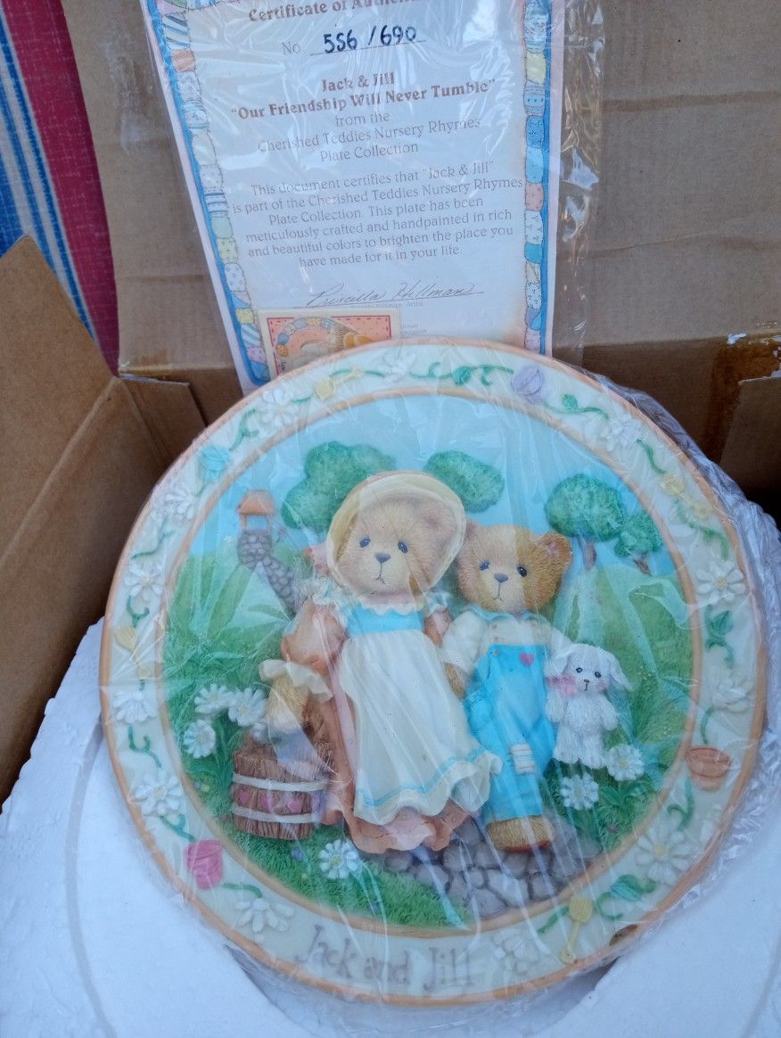 Cherished Teddies #114901 Jack And Jill Nursery Rhyme Plate