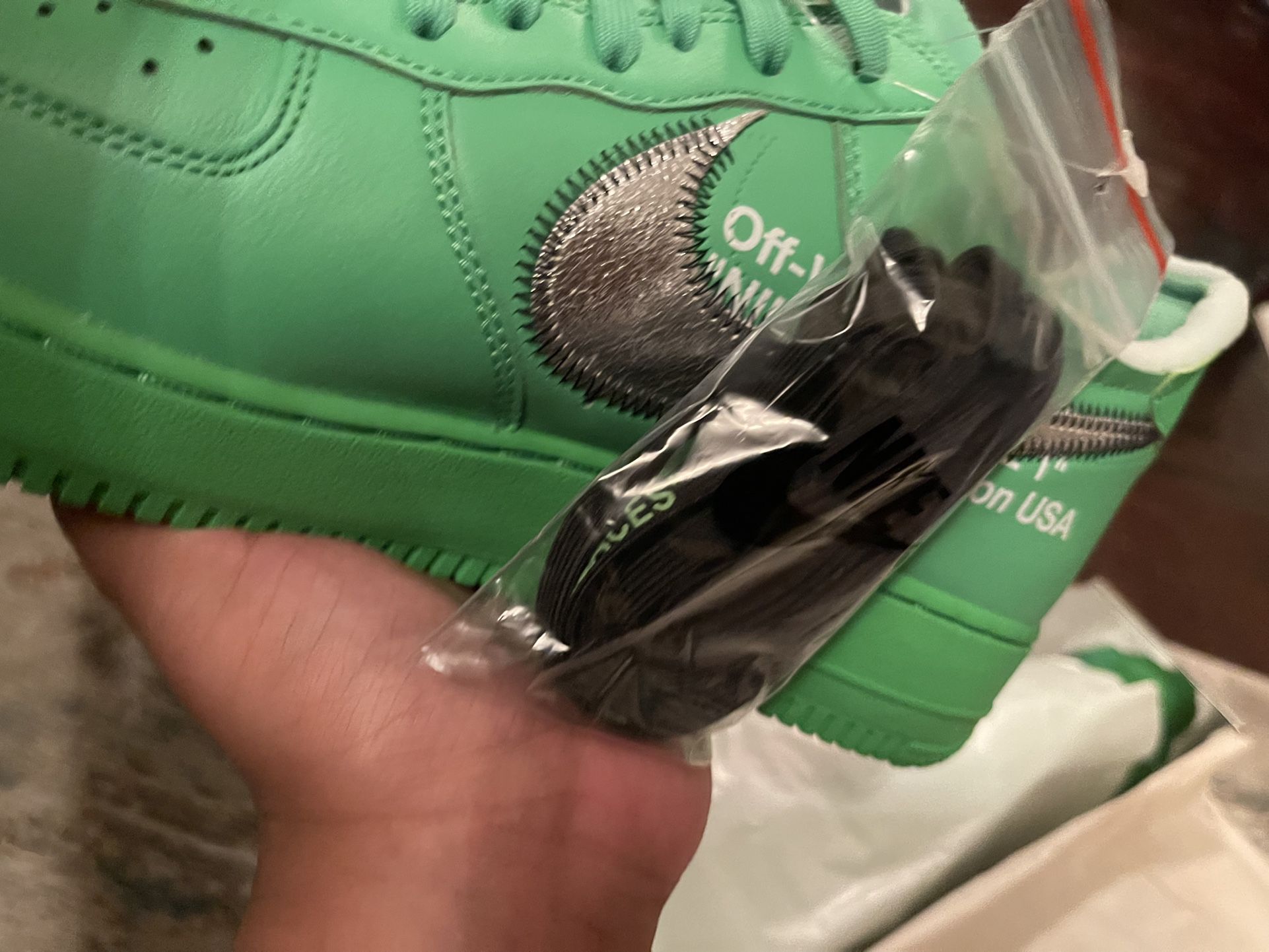 OFF WHITE NIKE AIR FORCE 1 LOW AF1 BROOKLYN GREEN SPARK WHITE BLACK NEW  SALE SNEAKERS SHOES MEN SIZE 9.5 43 A4 for Sale in Miami, FL - OfferUp