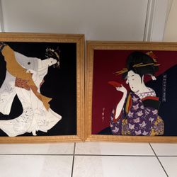 Vintage Japanese Geisha Art Frames 