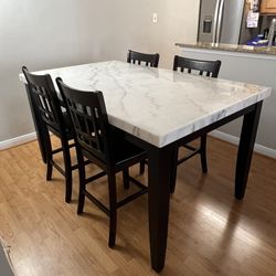 Real Marble Dining Table Set + 4 Chairs | PICK-UP ONLY