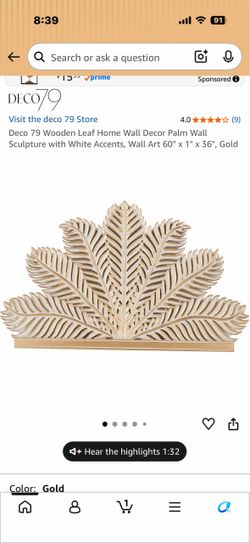 Wall decor wooden leaf large