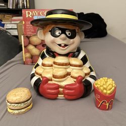 1997 Hamburgler cookie jar with Bigmac and fries salt and pepper shakers 