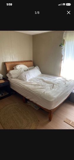 LOW PRICE MOVING- WEST ELM SOLID WOOD RATTAN BED